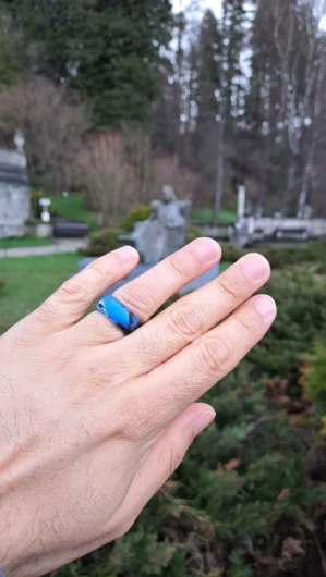 Blue camo looking silicone ring