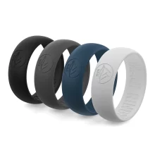 Adventure silicone ring men classic set of 4 rings for men color black, grey, blue, light grey.
