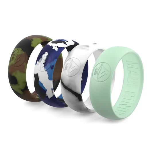 Adventure silicone ring men hunter set of 4 rings - camo, arctic camo, marble and glow in the dark.