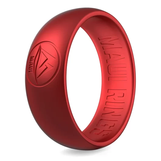Fashionable and sophisticated red metal silicone ring is ideal for stylish men to show off at chic events.