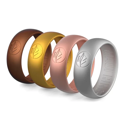 Adventure silicone ring men metal set of 4 rings for men colors bronze, gold, copper, silver.