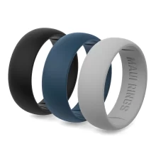 Classic silicone ring men casual set of 3 rings for men silicone wedding bands black blue white grey.