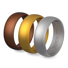 Classic silicone ring men sun set of 3 rings for men silicone wedding bands bronze, gold, silver.