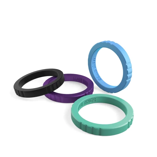 Elegant stackable rings for women galaxy set silicone wedding bands women black, purple, blue, green.