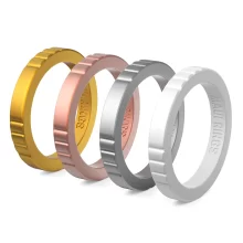 Elegant engagement rings for women stackable rings metal set of 4 thin mix-and-match rings gold, rose, silver, white.