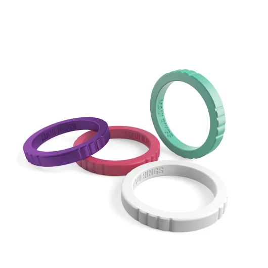 Elegant stackable rings for women unicorn set silicone wedding bands women lavender, pink, green, white.