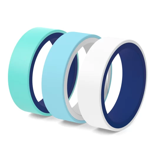 Double-sided two tone aqua set silicone ring for men aquamarine, blue, white.