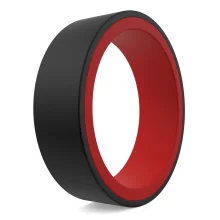 Double-sided two tone silicone ring for men back, red safe mens rings.