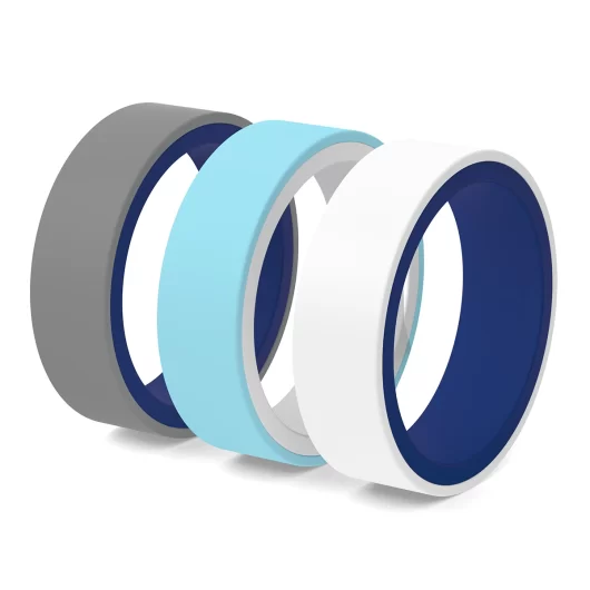 Double-sided two tone yacht set silicone ring for men grey, aquamarine, white.