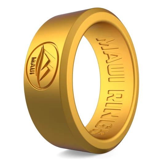 Solid gold silicone ring men metal alternative ring daily-wear engagement rings for men.