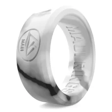 Safe and stylish marble-patterned solid silicone ring men boasting a pristine white marble design.