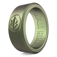 Olive metal green solid silicone ring men engagement rings for men.