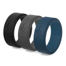 Solid silicone ring men universal set of 3 rings for men black, grey, blue.