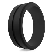 Sport black silicone ring men comfortable to wear for playing sports, functional wedding rings for men.
