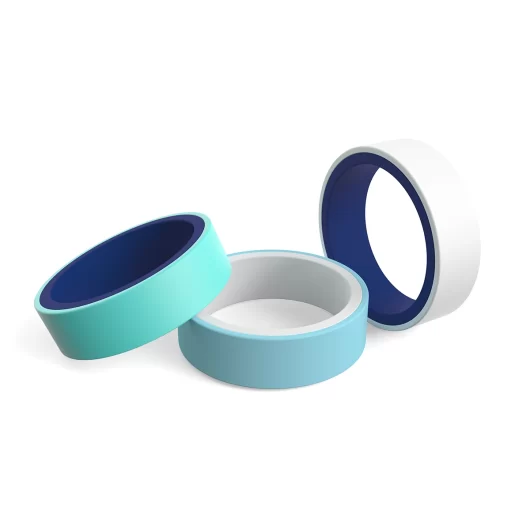 Fashionable double-sided two tone aqua set silicone ring for women aquamarine, blue, white.
